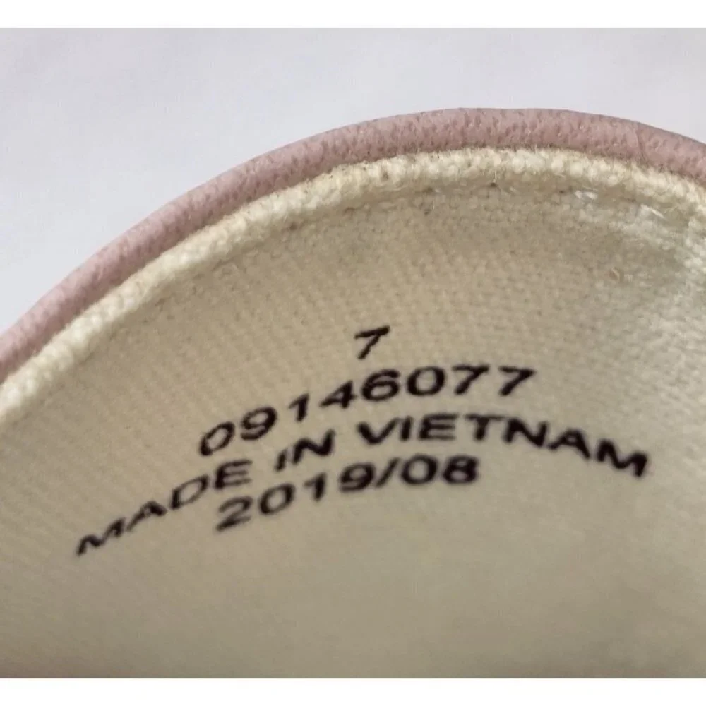 ASOS Espadrille Flat Pink Blush Faux Leather Rose Gold Metallic Toe Cap Rope